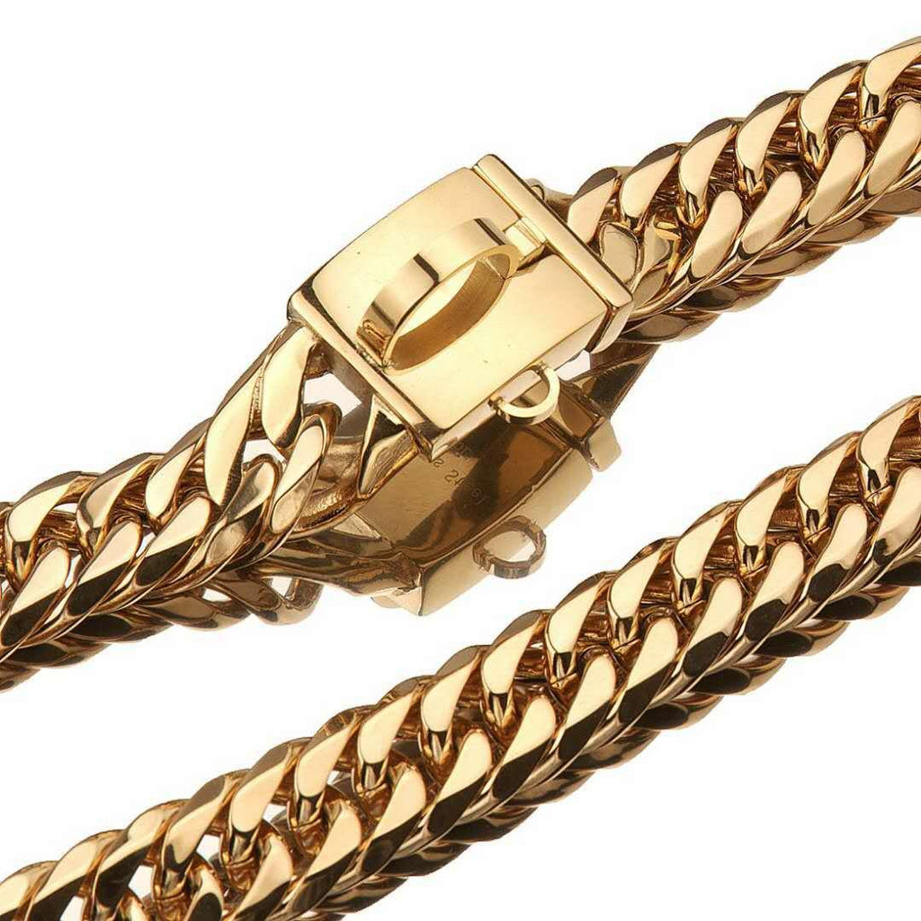 Gold Stainless Steel French Pitbully Dog Collar Leash - Stylish And Durable Pet Chain
